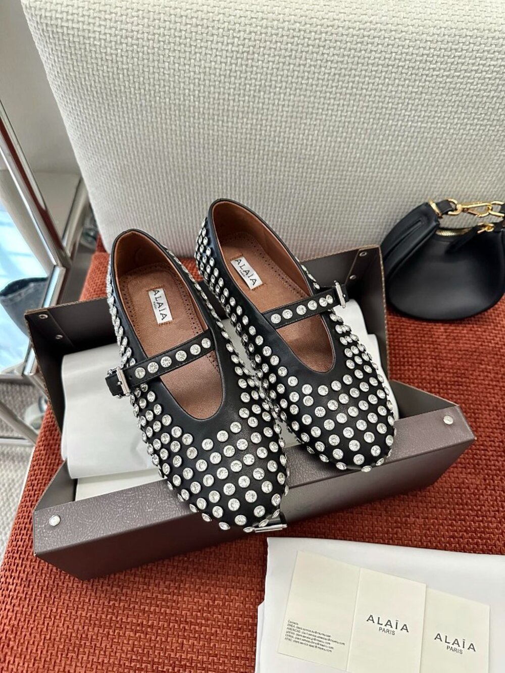 Alaïa Black Studded Loafer Flats